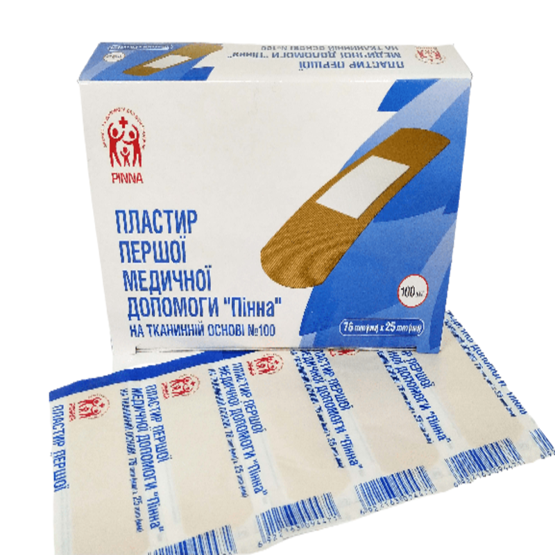 Пластир першої медичної допомоги на нетканій основі Пінна 72mm х 19mm №100